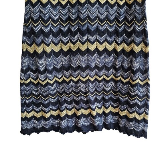 Cotton By Autumn Cashmere Zigzag Sleeveless Dress, Blue/Tan, Size Small - Picture 5 of 8